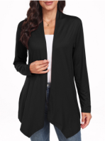 WD Womens Casual Lightweight with Pocketes Long Sleeve Open Front Cardigan